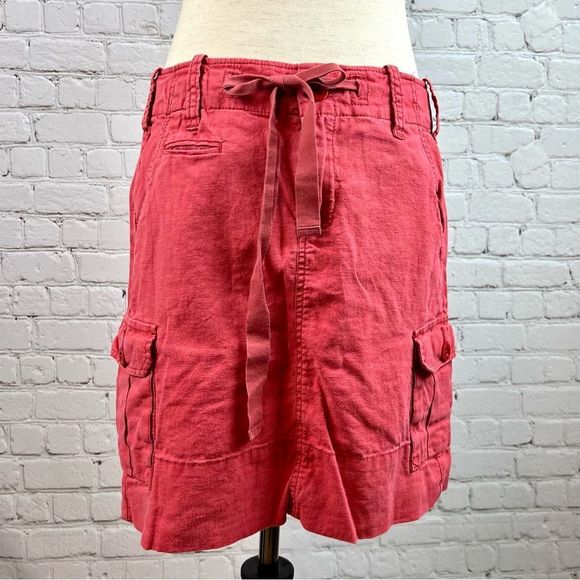 Paperboy Clothing Skirts Paper Boy Red Linen Casual Cargo Mini